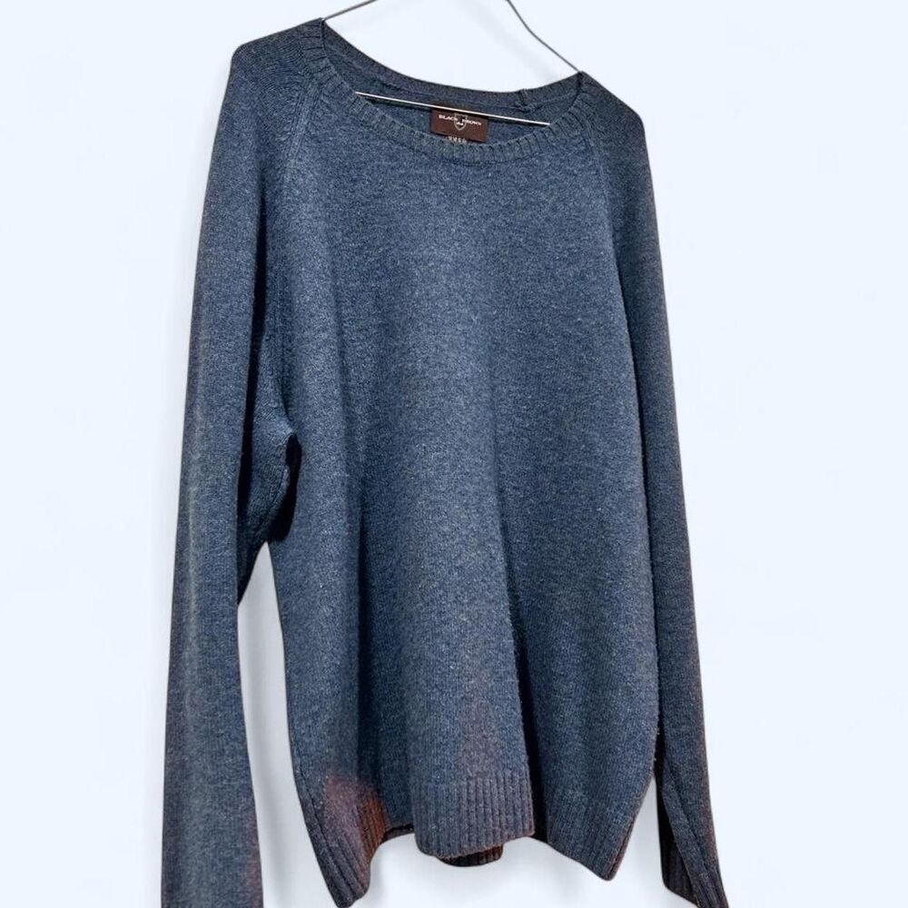 Black Brown 1826 Slate Blue Marled Knit Crewneck Sweater Mens XL Quiet Luxury